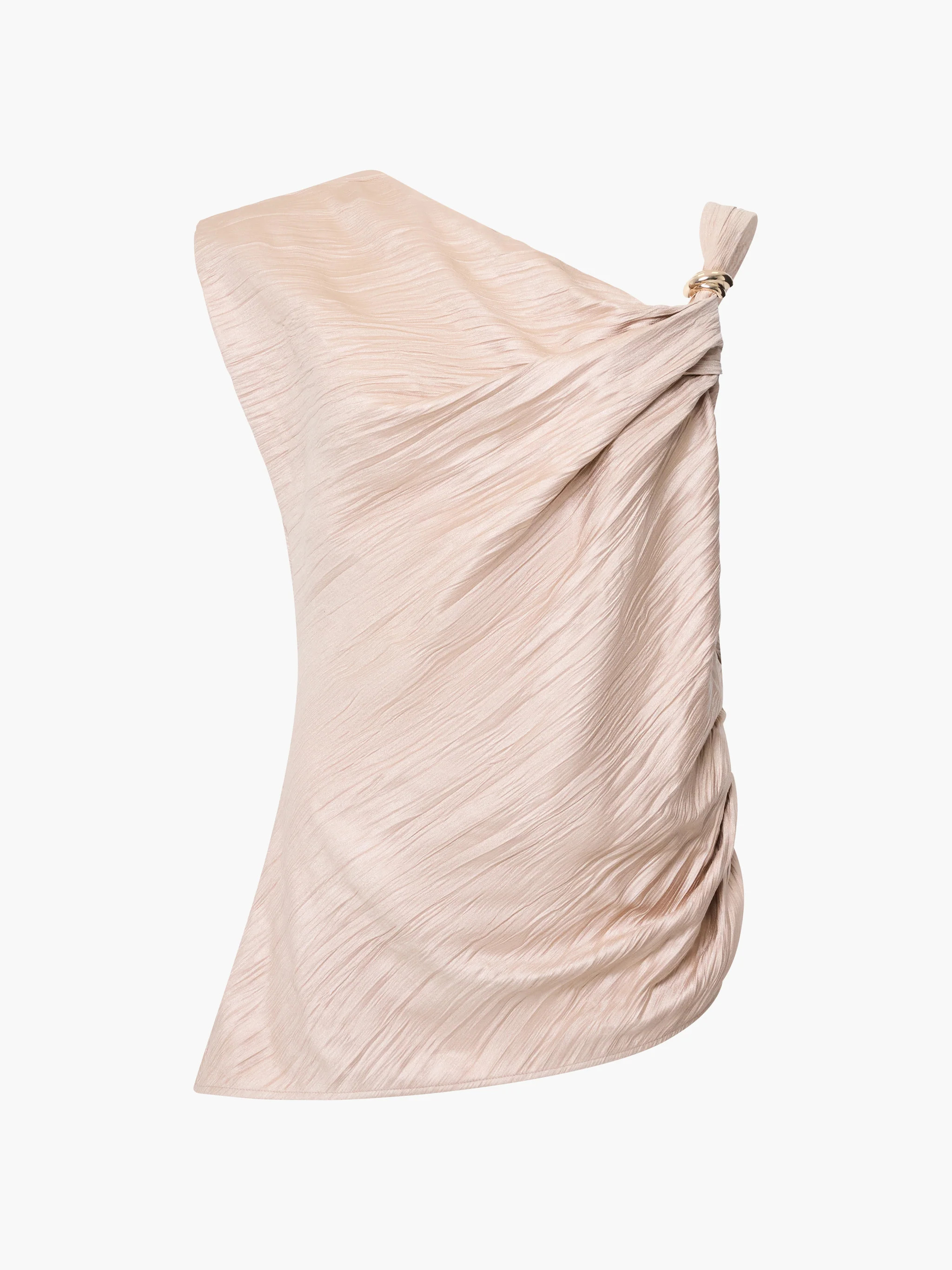 Novie Crinkle Asymmetric Taupe Top | French Connection (UK)