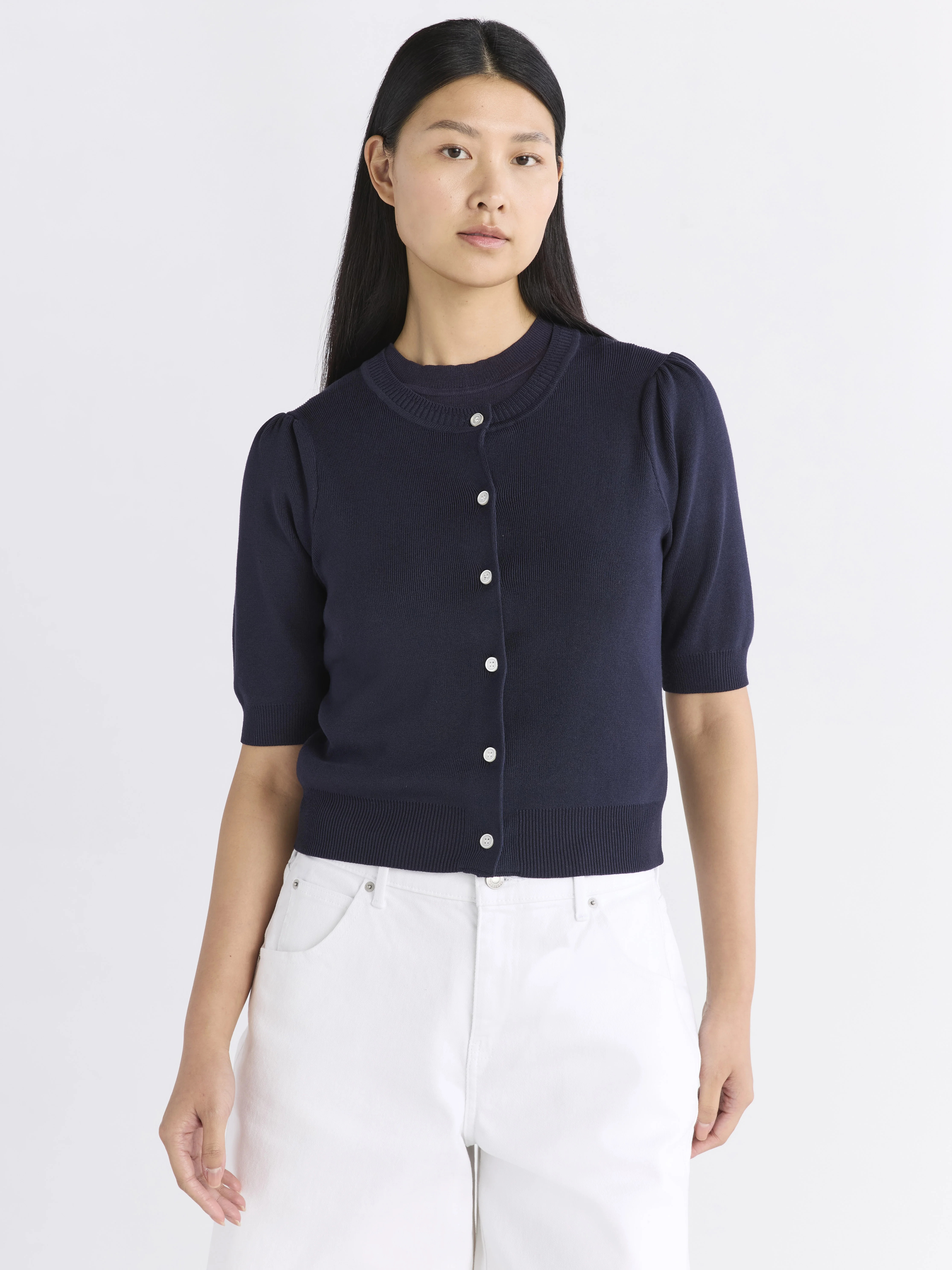 Free Assembly Women's Cardigan Sweater with Puff Sleeves, Lightweight, Size XS-XXL | Walmart (US)