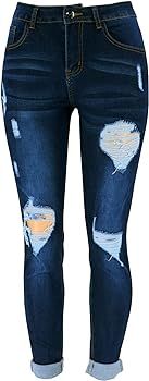 LONGBIDA Women's Ripped Skinny Jeans Hight Waisted Stretch Distressed Denim Pants for Women | Amazon (US)