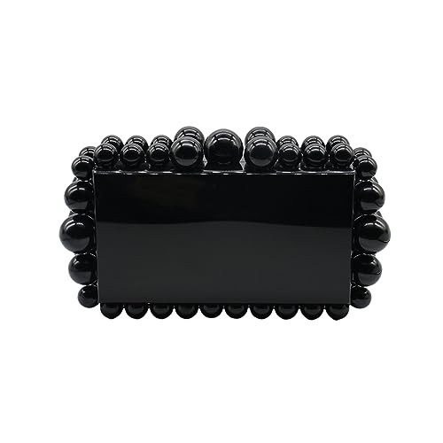 Tngan Women Acrylic Evening Clutch Box Purse Marble Handbag for Wedding Cocktail Party Banquet, Black | Amazon (US)