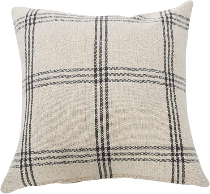 Creative Co-Op Square Plaid Cotton, Grey Pillow Cover | Amazon (US)