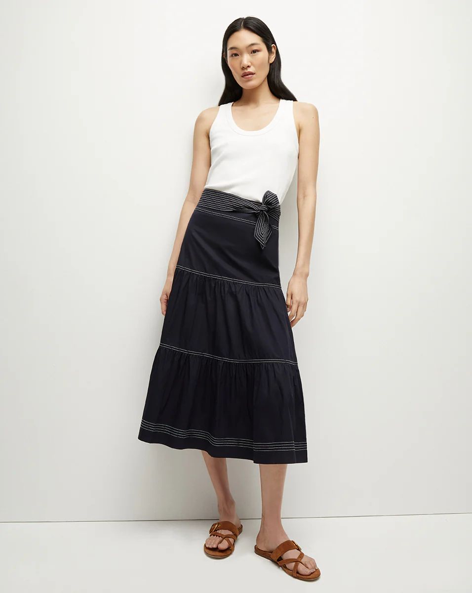 Armida Midi Skirt in Navy | Veronica Beard | Veronica Beard