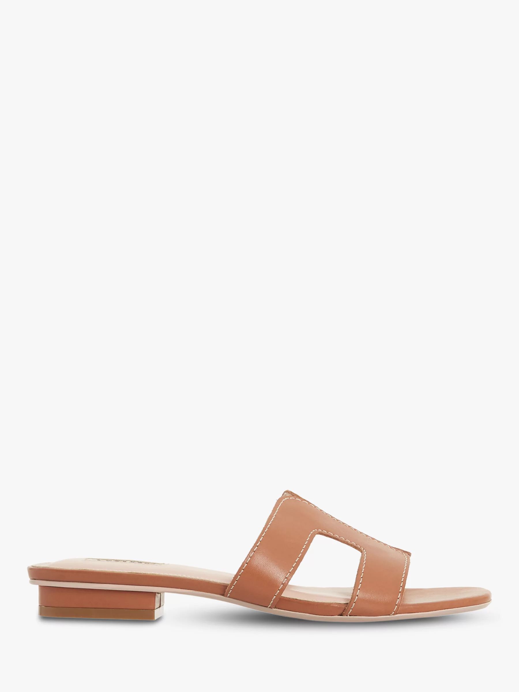 Dune Loupe Flat Slider Sandals, Tan | John Lewis (UK)