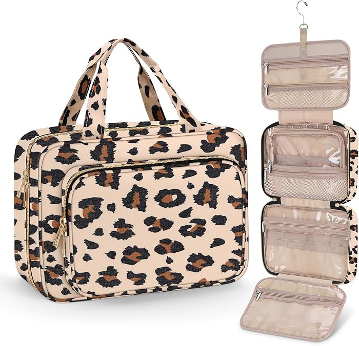 Wedama Toiletry Bag for Women Medium PVC Leopard Print | Amazon (US)