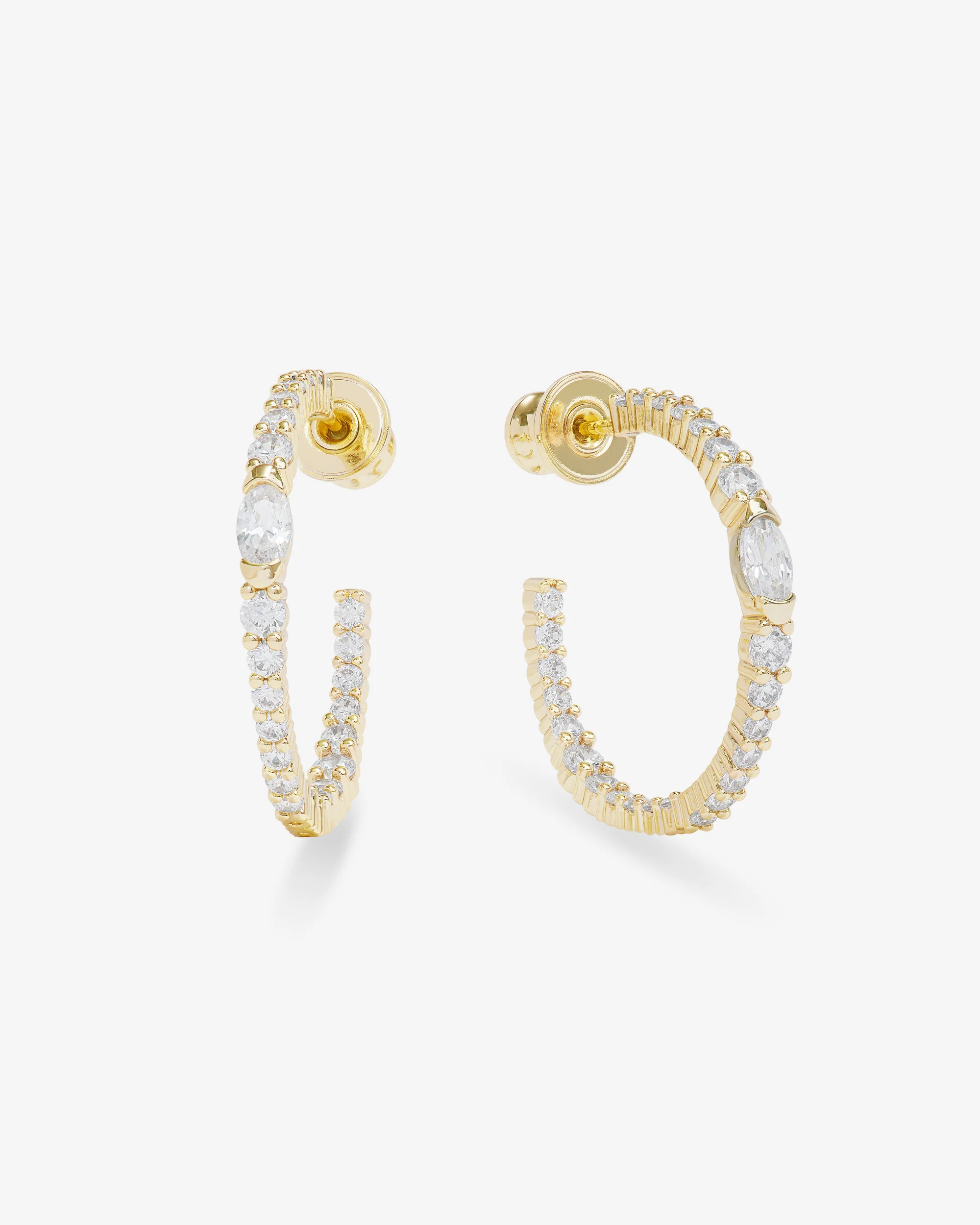 The Maven 1" Gold Classic Hoops Earrings - Simulated Diamond | Melinda Maria Jewelry