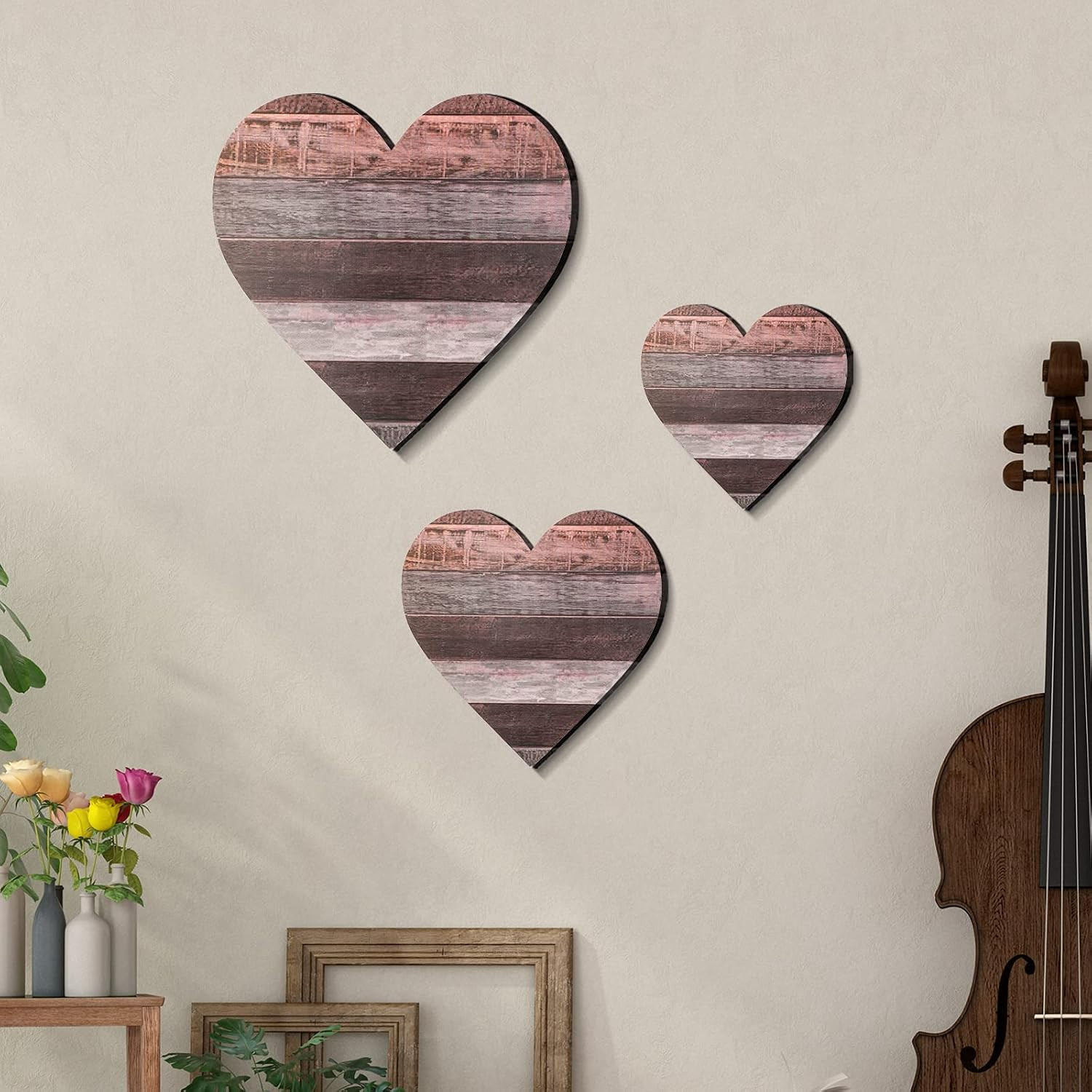 Decoración Pared corazónmadera, (3 Piezas) decoración Pared hogar Moderno Salon cumpleaños ha... | Amazon (ES)