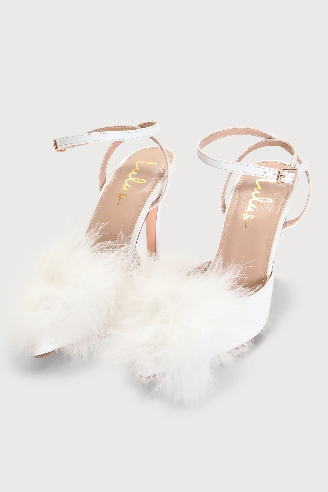 Brodyy White Feather Pointed-Toe Ankle Strap Pumps | Lulus (US)