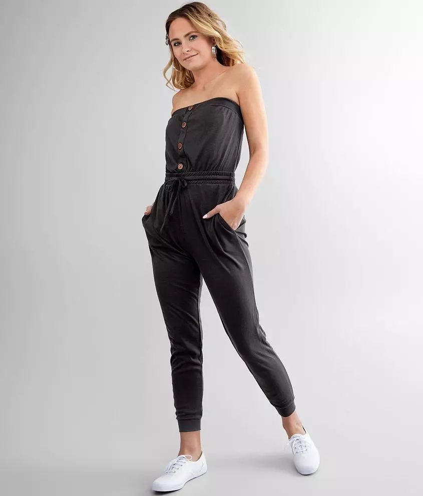 Strapless Ribbed Jumpsuit | Buckle