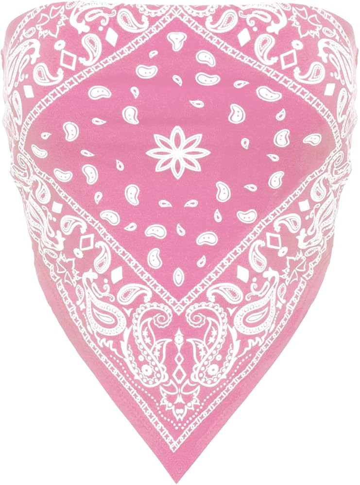 Design by Olivia Women's Sexy Paisley Print/Solid Bandana Tube Crop Top Shirt | Amazon (US)