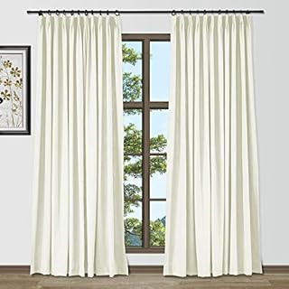 Amazon.com: TWOPAGES Linen Cotton Pinch Pleat Curtain Elegant Natural Creamy White Curtain for Li... | Amazon (US)