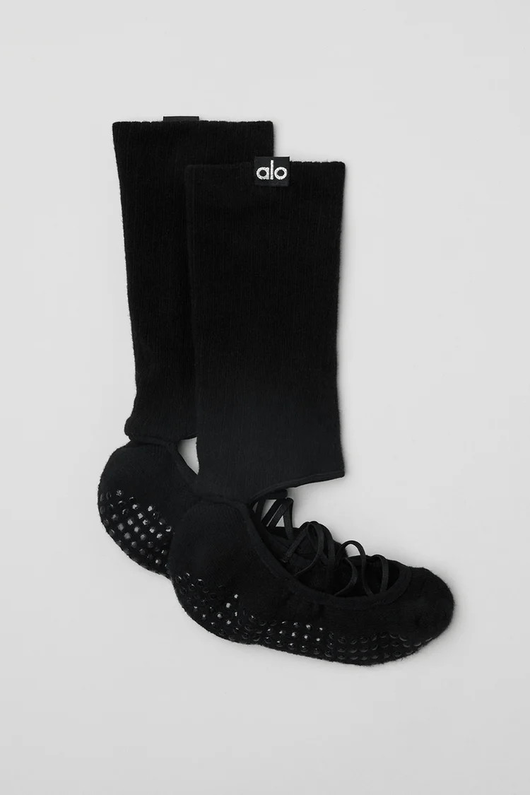 Women's Strappy Siren Grip Sock - Black | Alo Yoga (US)