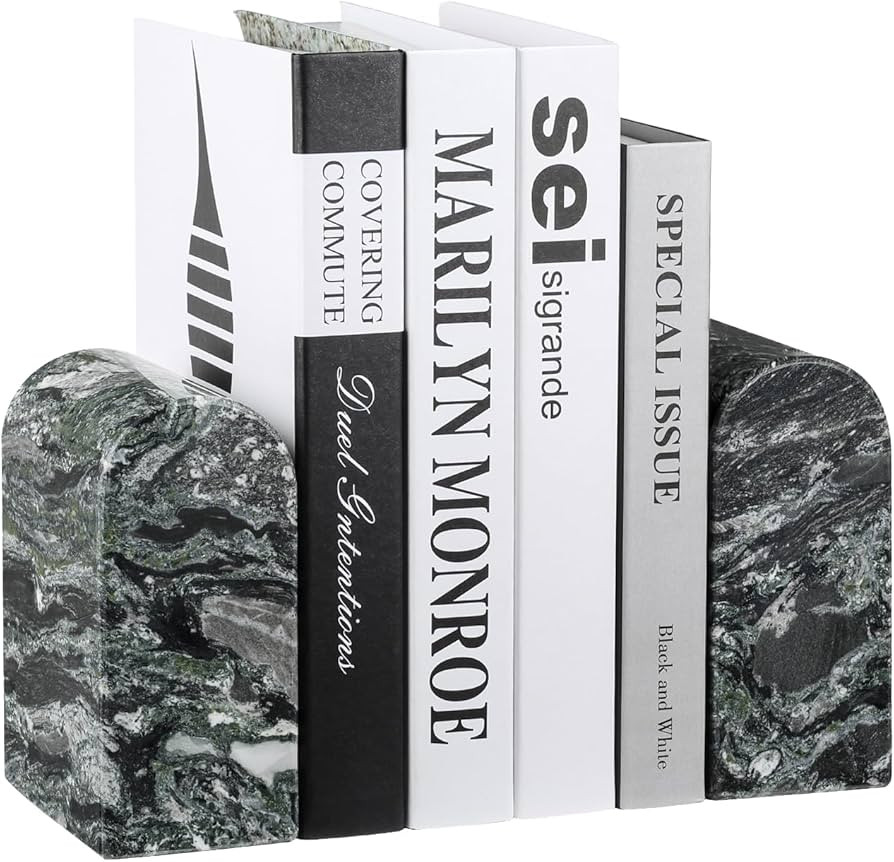 Koville South African Natural Marble Bookends for Shelves, Non-Slip Book Ends, 13LBS Ultra Heavy ... | Amazon (US)