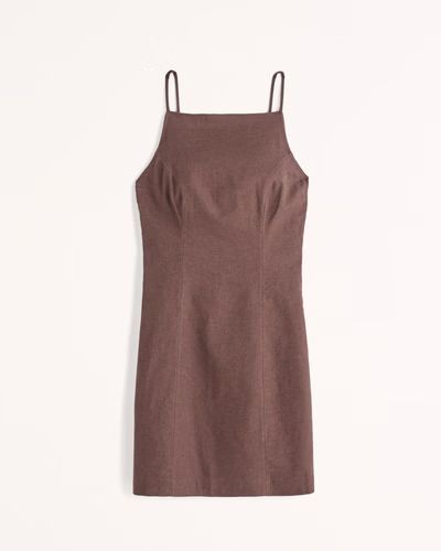 Linen-Blend Boatneck Low Back Mini Dress | Abercrombie & Fitch (US)