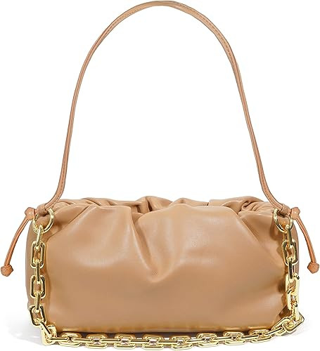 Women's Chain Link Cloud Clutch Bag | Dumpling-Shaped Pouch Purse Handbag | Ruched Chunky Chain L... | Amazon (US)
