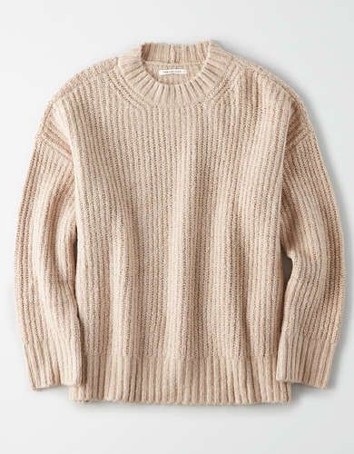 AE Slouchy Ribbed Crew Neck Sweater | American Eagle Outfitters (US & CA)