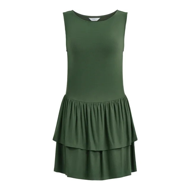 Time and Tru Women's Ruffle Knit Mini Dress, XS-XXXL | Walmart (US)