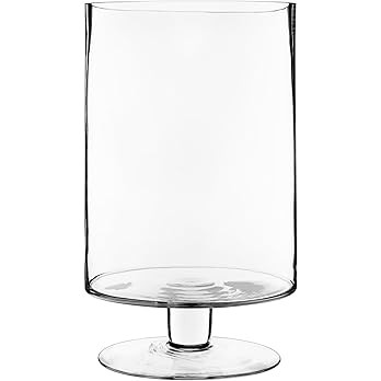 CYS EXCEL Glass Hurricane Pillar Candle Holder (H:13.5" W:8") | Multiple Size Choices Short Stem ... | Amazon (US)