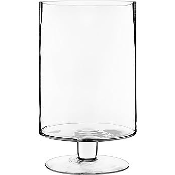 CYS EXCEL Glass Hurricane Pillar Candle Holder (H:13.5" W:8") | Multiple Size Choices Short Stem ... | Amazon (US)