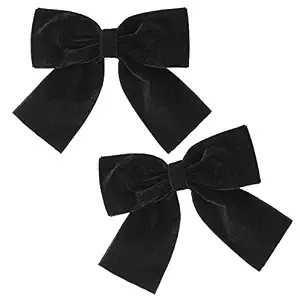 2PCS Velvet Hair Bows Black Hair Ribbon Clips 4" Big Fall Alligator Clips Hair Accessories for Wo... | Amazon (US)