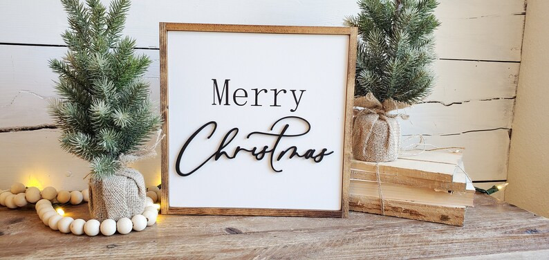Merry Christmas Wood Sign, Modern Christmas Decor, Christmas Wood Sign, Christmas Mantle Decor, M... | Etsy (US)