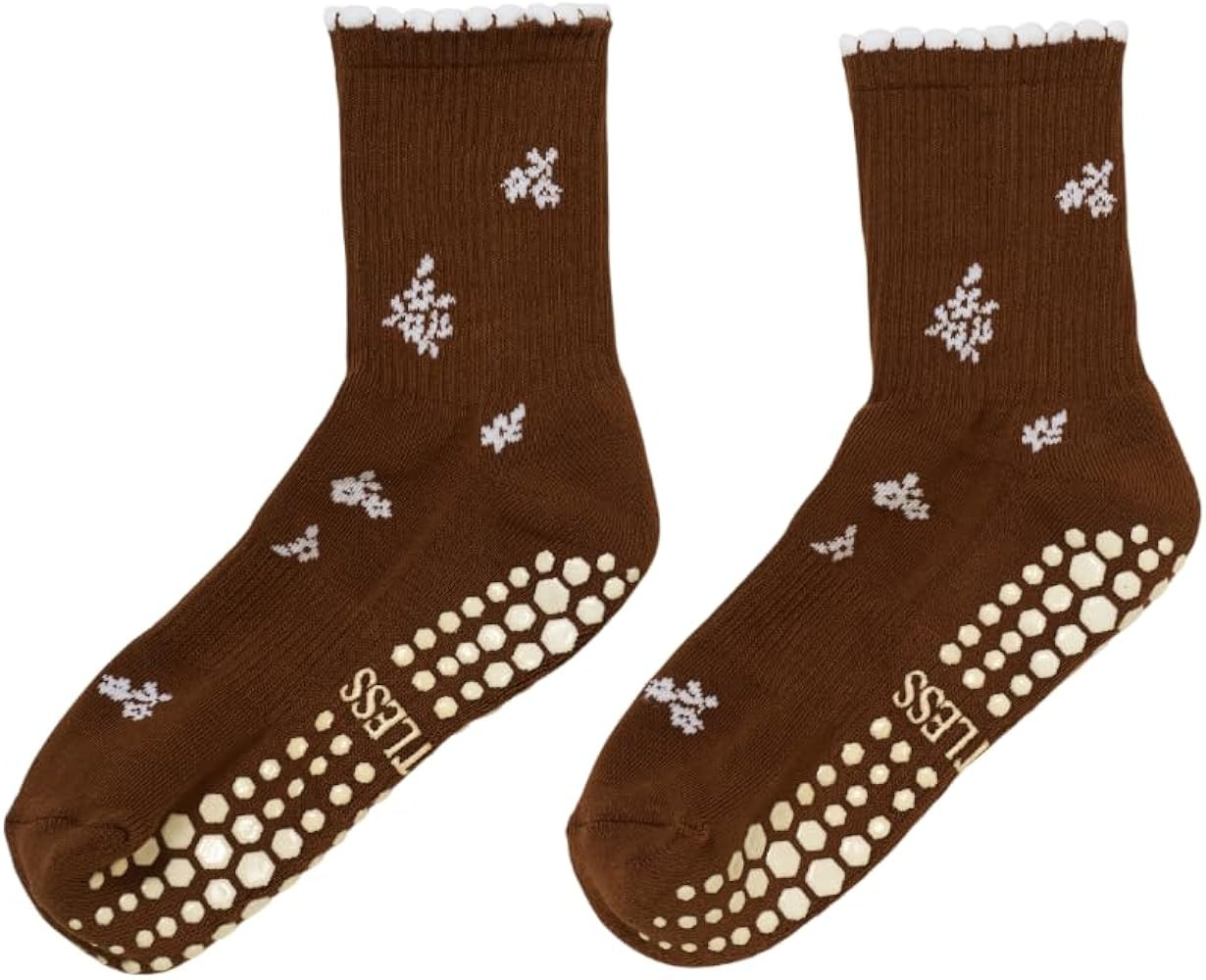 Shapes Studio Crew Half Calf Grip Socks, Cutest Fruits Pilates Socks, Ruffle socks, Non-Slip, Bar... | Amazon (US)