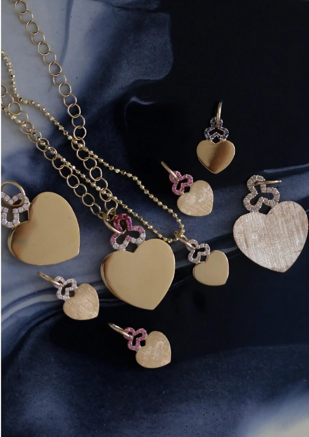 18K Pink Ombre Hidden Heart Charm in Gold Florentine | Susan Saffron Jewelry