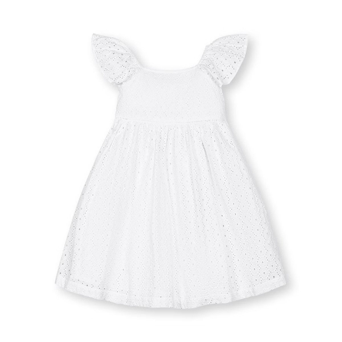 Hope & Henry Girls' Organic Flutter Sleeve Eyelet Dress, Toddler | Target