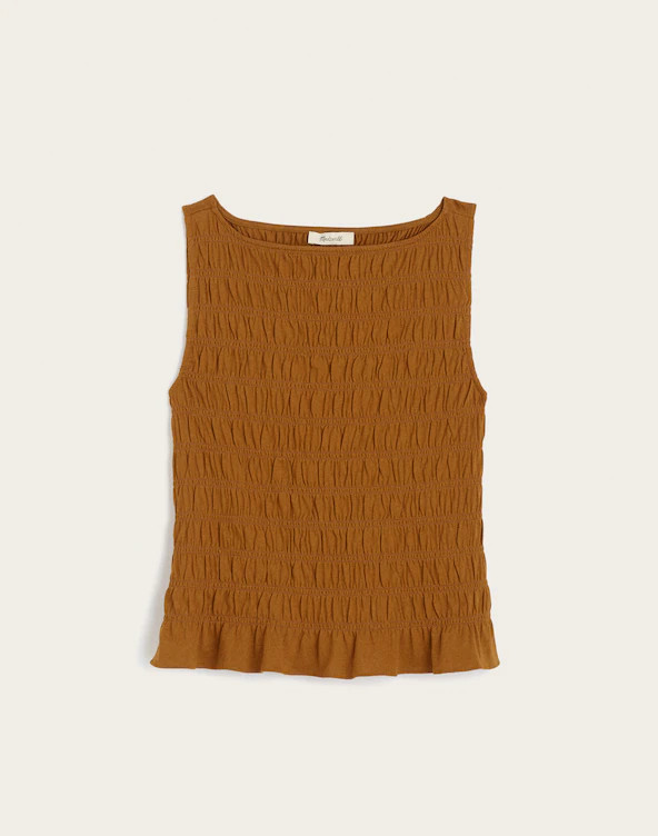 Smocked Boatneck Sleeveless Top | Madewell