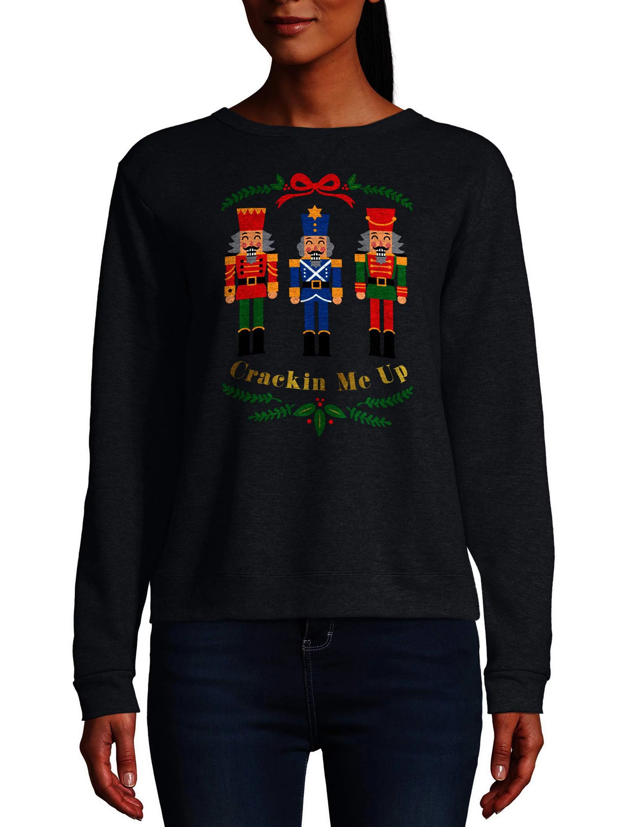 Hanes Women's Crackin Me Up Ugly Christmas Sweatshirt | Walmart (US)