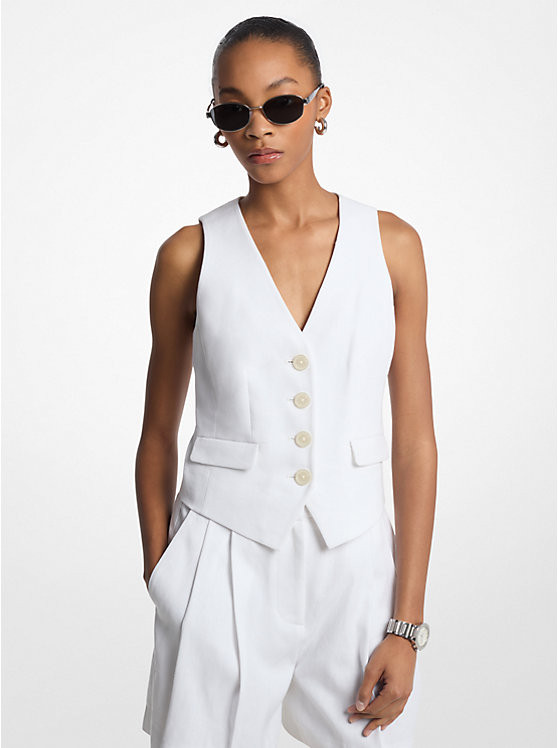 Linen and Cotton Twill Vest | Michael Kors US