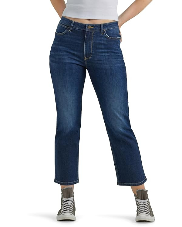 Wrangler Women's High Rise Rodeo Straight Leg Crop Jeans | Amazon (US)