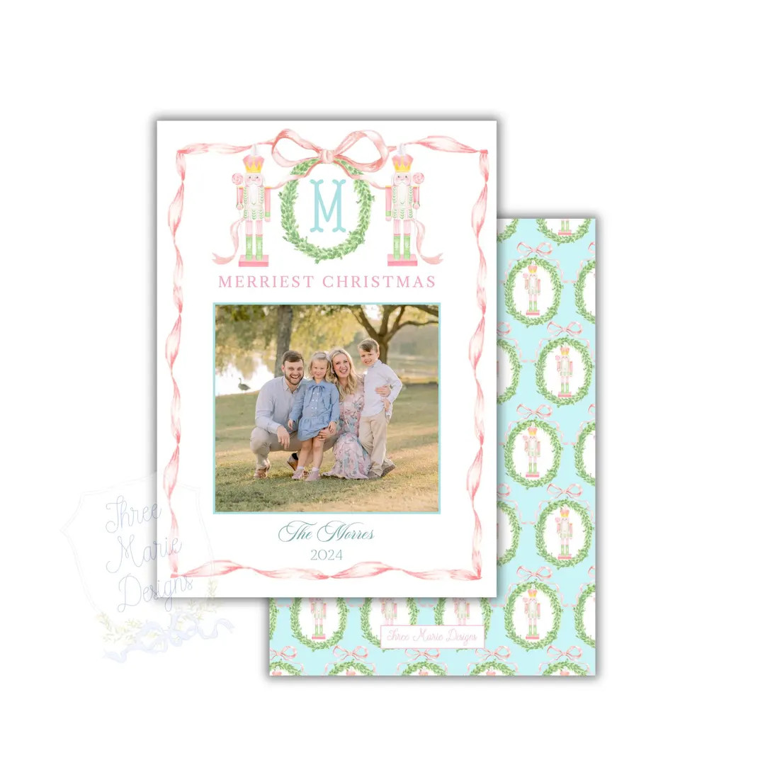 Printable Pink and Blue Nutcracker Christmas Card Christmas Card Editable Christmas Card Pink Chr... | Etsy (US)