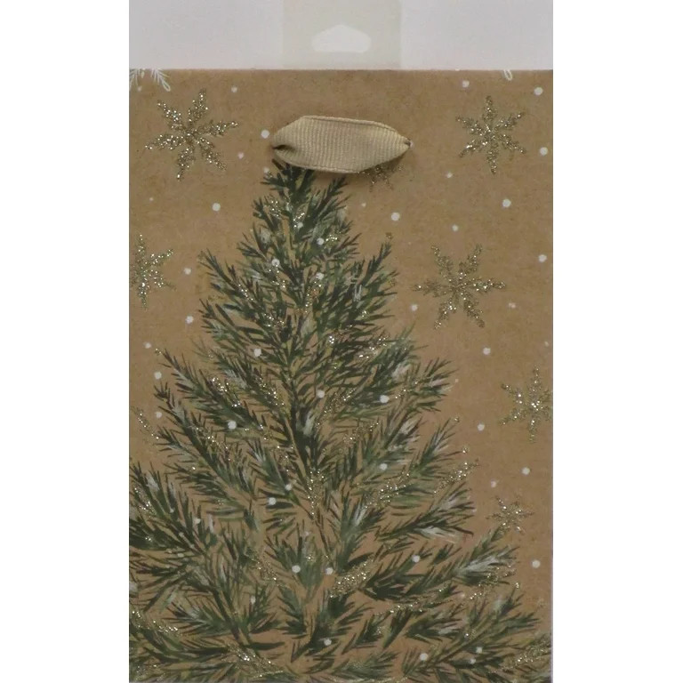 Small Multicolor Christmas Tree with Glitter Accents Kraft Paper Gift Bag, 5" x 3" x 7.25", by Ho... | Walmart (US)