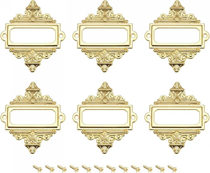 uxcell Metal Label Holders, 55x62mm 6Pcs Vintage Lace-up Business Tag Label Frame Card Holder for... | Amazon (US)
