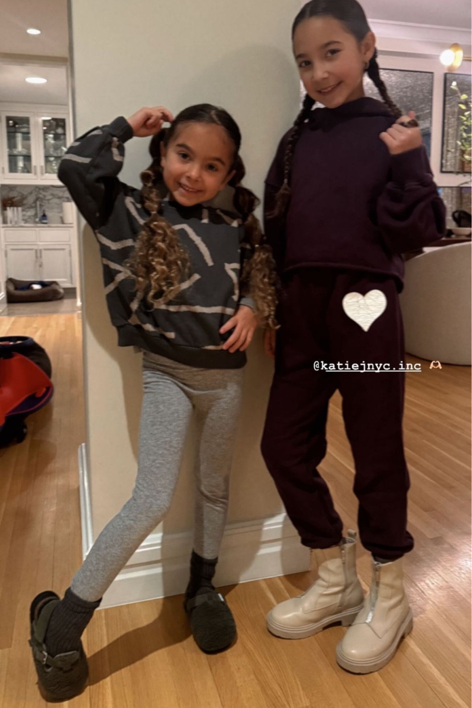 The girls 🤍 Linked a similar purple sweat set by Katie NYC!