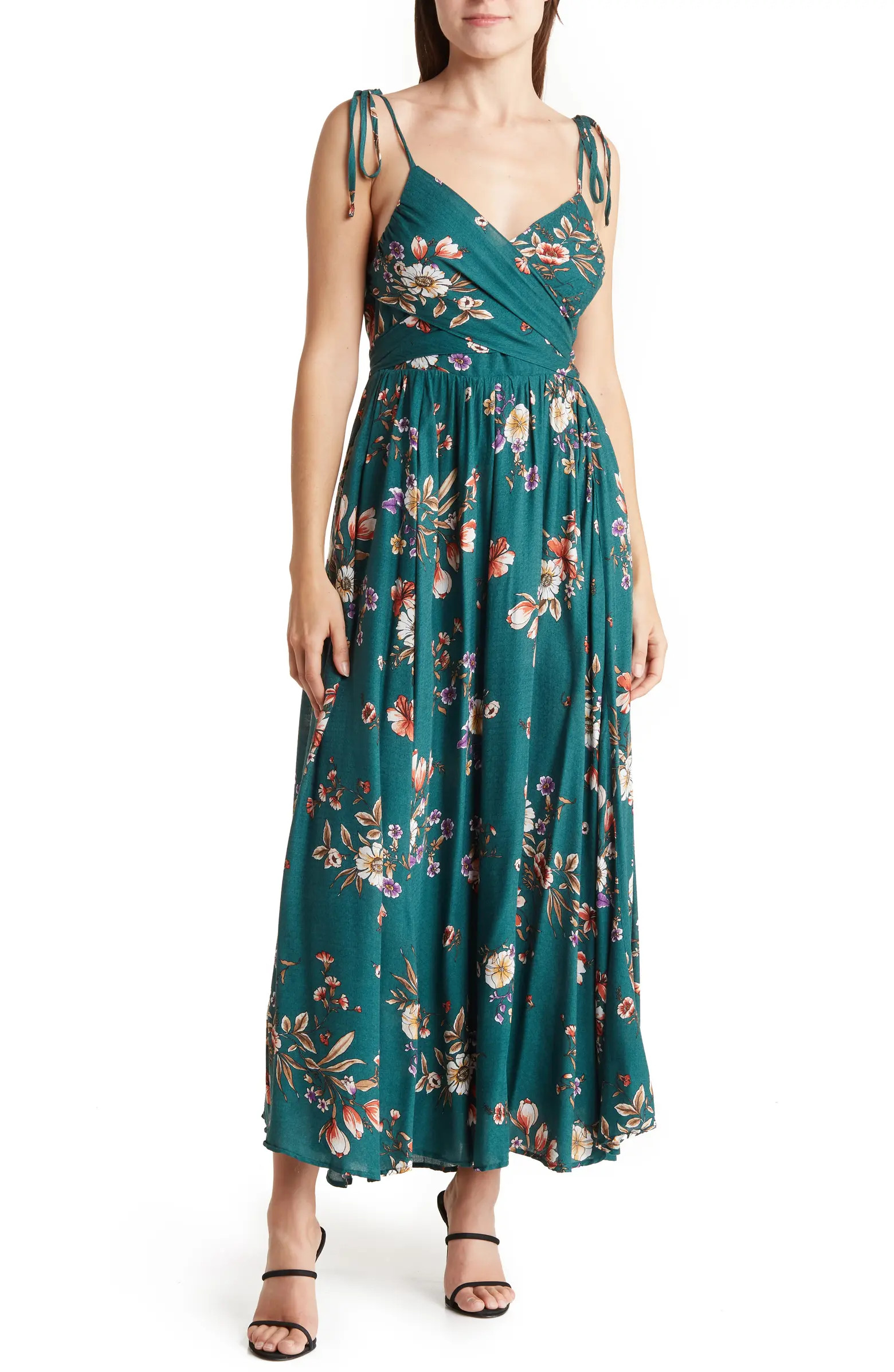 Meadow Flowers Tie Front Midi Dress | Nordstrom Rack