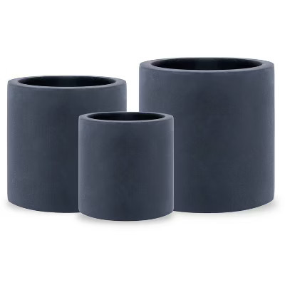 Rosemead Home & Garden, Inc. 3pc Concrete Outdoor Planter Pot Black 15.7"x15.7" | Target