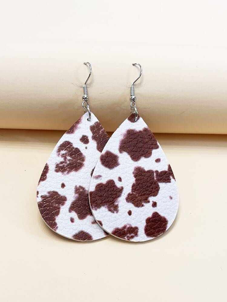 Cow Pattern Water Drop Earrings | SHEIN
