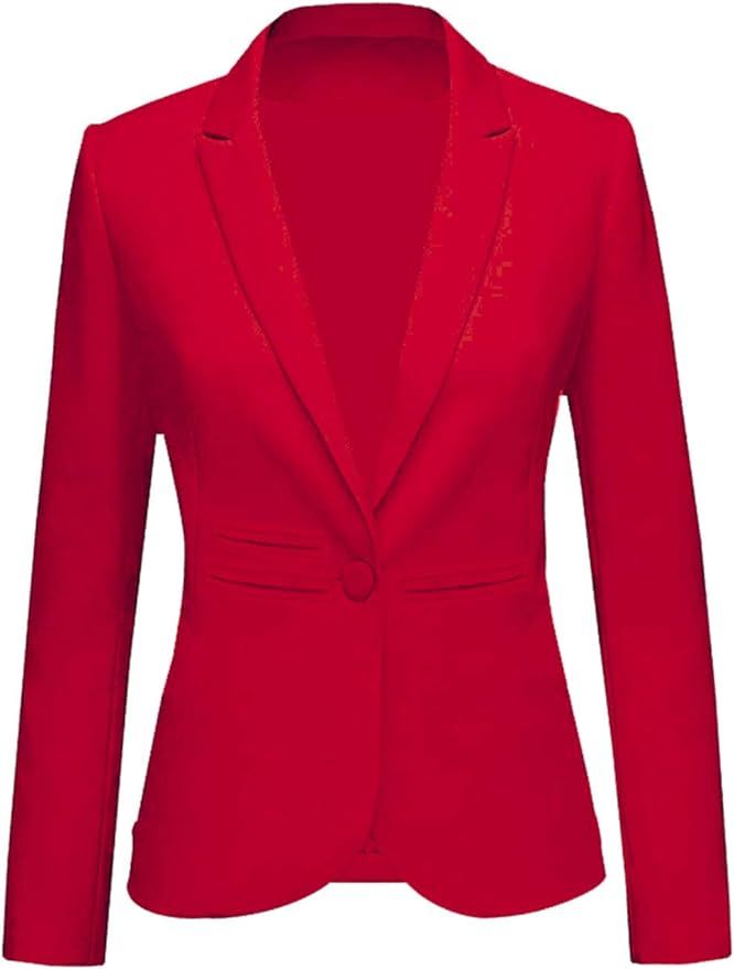 Lrady Women's Fashion Casual Rolled Up 3/4 Sleeve Slim Office Blazer Jacket Suits | Amazon (US)