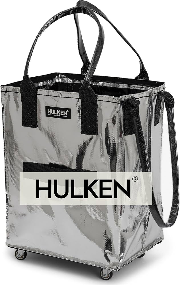 HULKEN - Medium Silver, Reusable Grocery Bag On Wheels, Holds 66 lb | Amazon (US)
