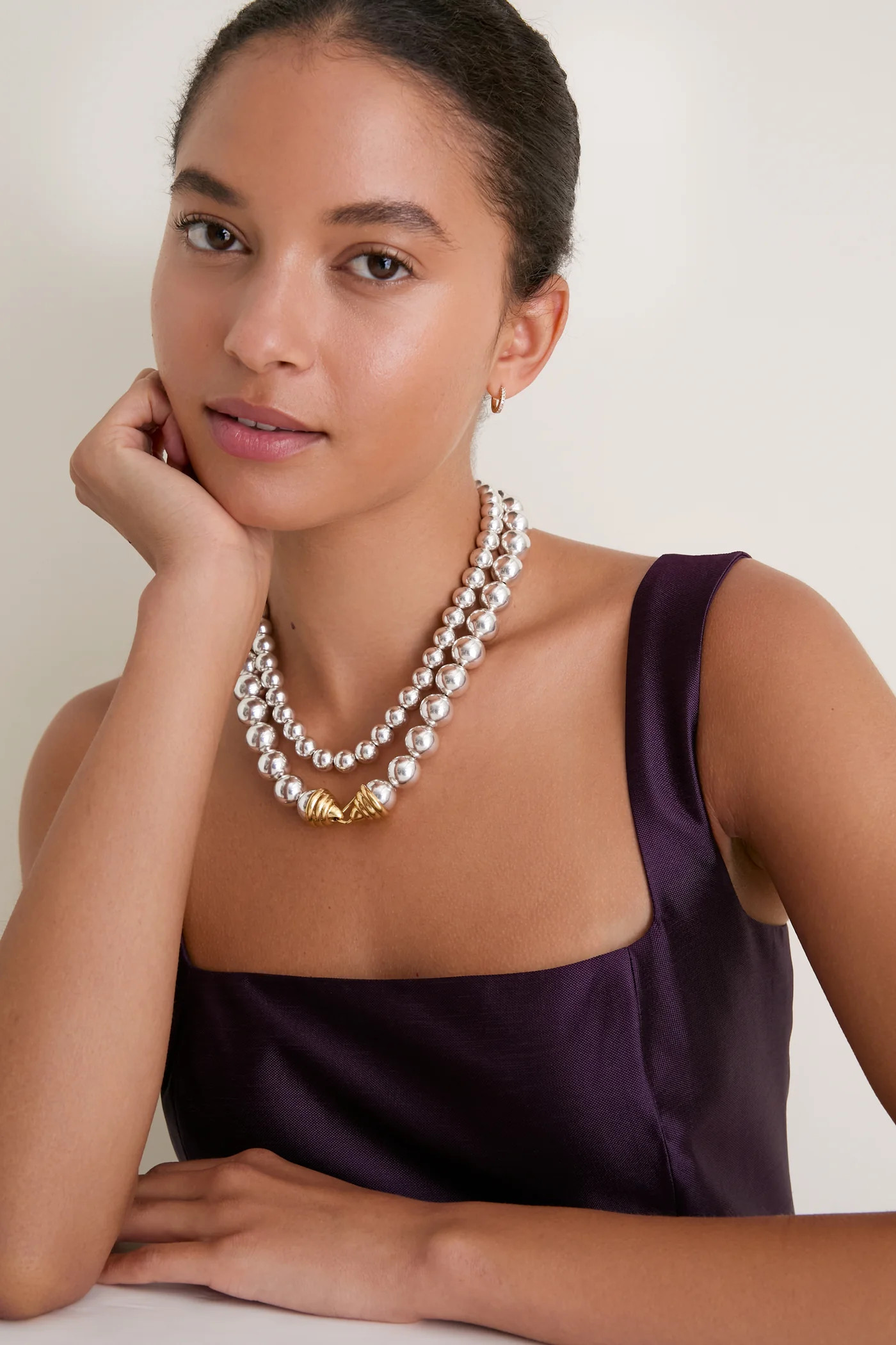 Silver Double Strand Celine Necklace | Tuckernuck (US)