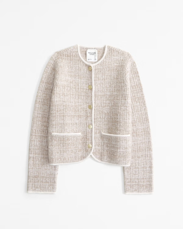 Novelty Button Tweed-Inspired Sweater Jacket | Abercrombie & Fitch (US)