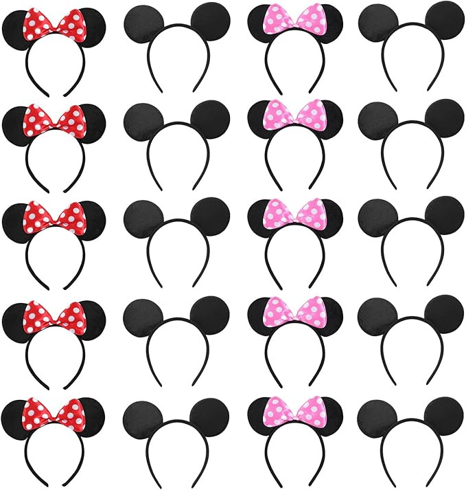 NEWTGAN 20 PCS Mouse Ears Headbands for Birthday Party Theme Park Costume Play Celebration for Bo... | Amazon (US)