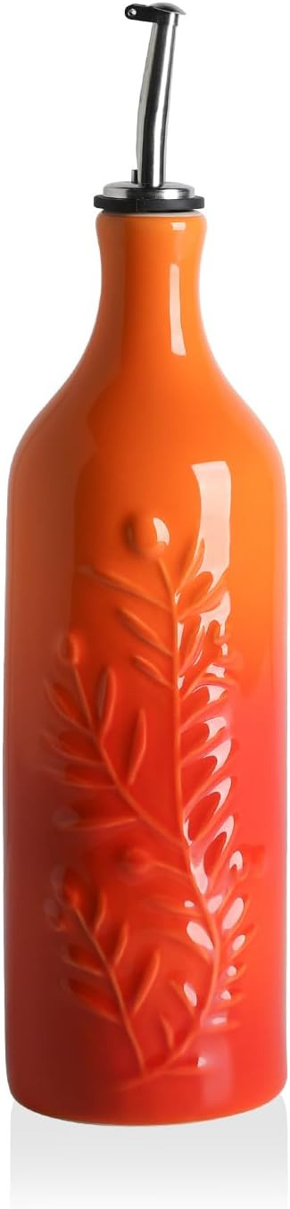 Sweejar Large Olive Oil Dispenser Bottle with Spout, 24 Oz Ceramic Oil Dispenser for Kitchen, Rel... | Amazon (US)