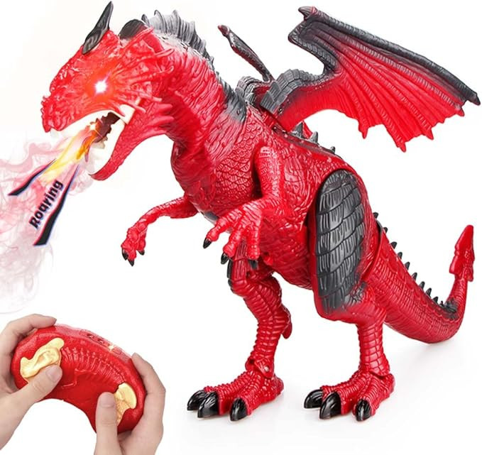 Betheaces Remote Control Dinosaur,Dragon Toy for Kids Boys Girls Red Dragon Figures Learning Real... | Amazon (US)