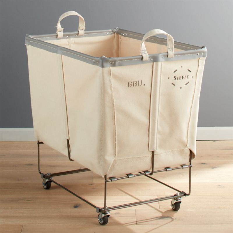 Steele Canvas Large Elevated Laundry Basket + Reviews | Crate and Barrel | Crate & Barrel
