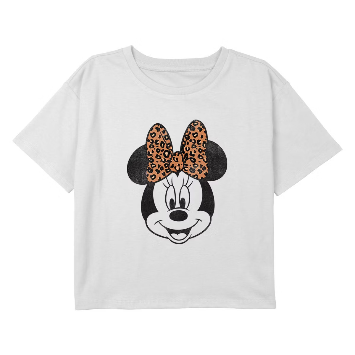 Girl's Mickey & Friends Minnie Mouse Cheetah Print Bow Portrait T-Shirt | Target