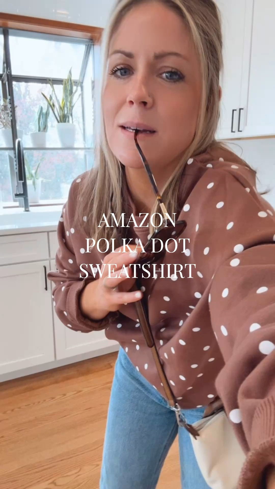 Amazon Polka Dot Sweatshirt! On sale for $25. Wearing a S - runs oversized! 

#LTKPetite #LTKootd #LTKSaleAlert