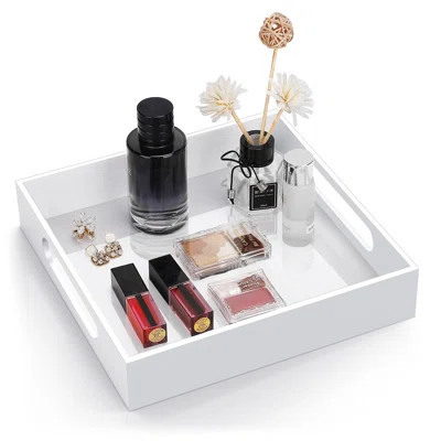 Home Decorative Coffee Table Tray, 10"X10" Elegant Acrylic Serving Trays With Handles Works | Wayfair North America