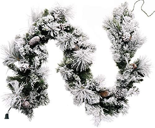 CraftMore Frosted Holiday Pine Garland with Lights 6 Feet | Amazon (US)